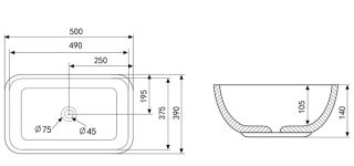 Раковина ABBER Rechteck AC2202MBE 50см светло-бежевый матовый